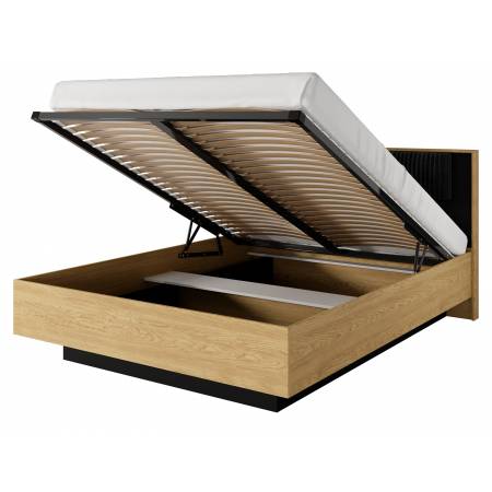 Łóżko 160 x 200 cm BALEO skandynawskie z pojemnikiem stolikami LED